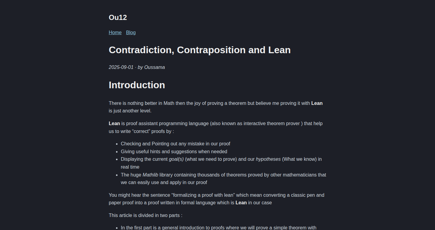 Contradiction Contraposition Lean