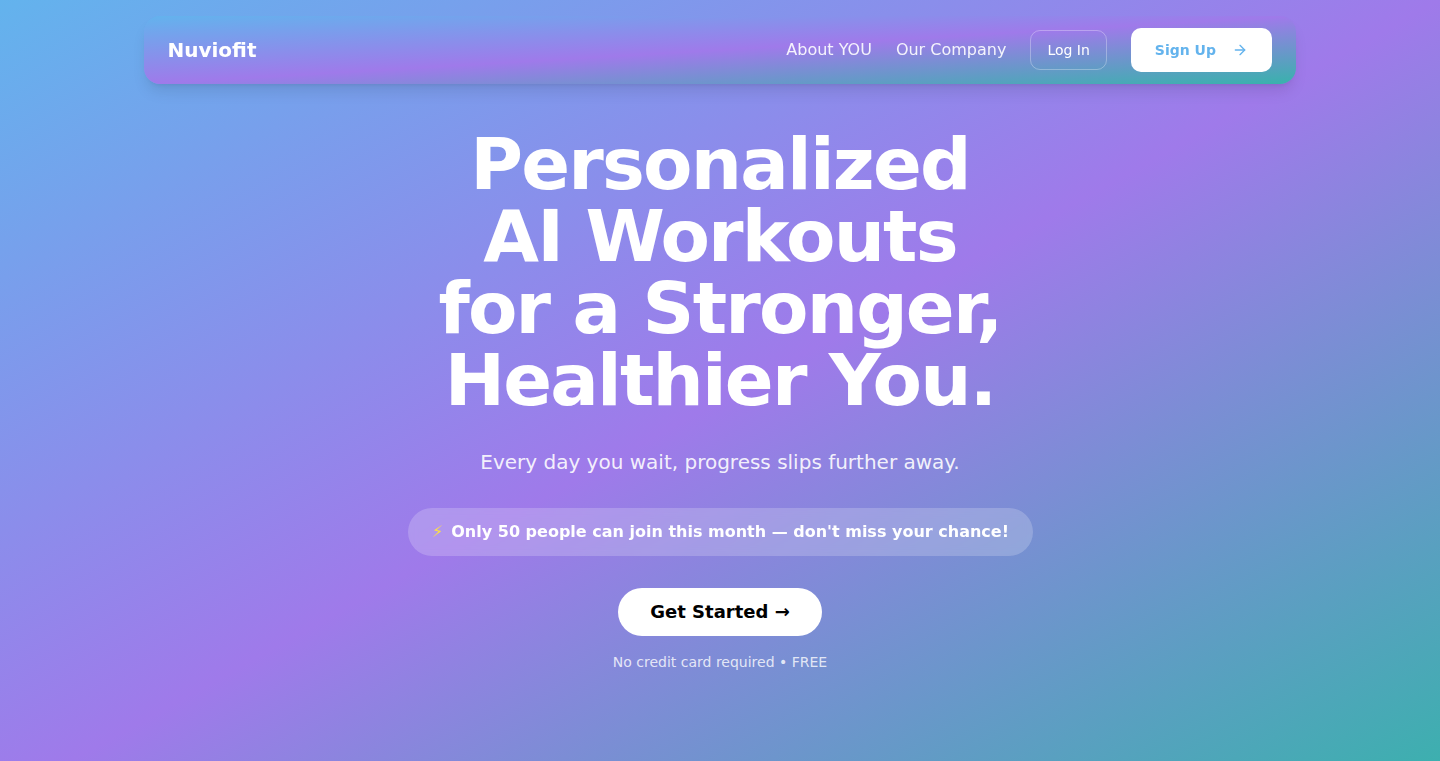 NuvioFit AI パーソナライズドワークアウトジェネレーター