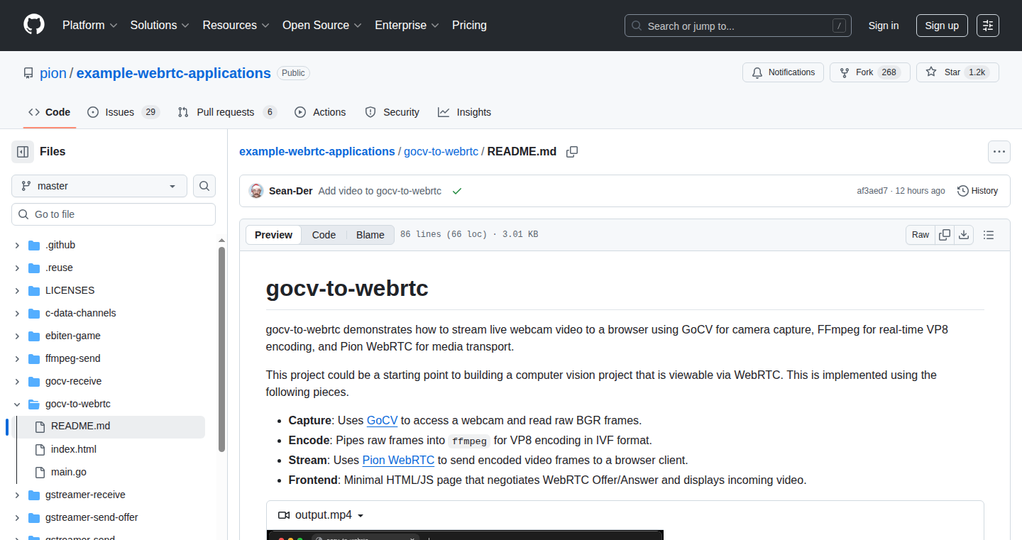 WebRTC連携 OpenCV リアルタイム画像処理 (Go)