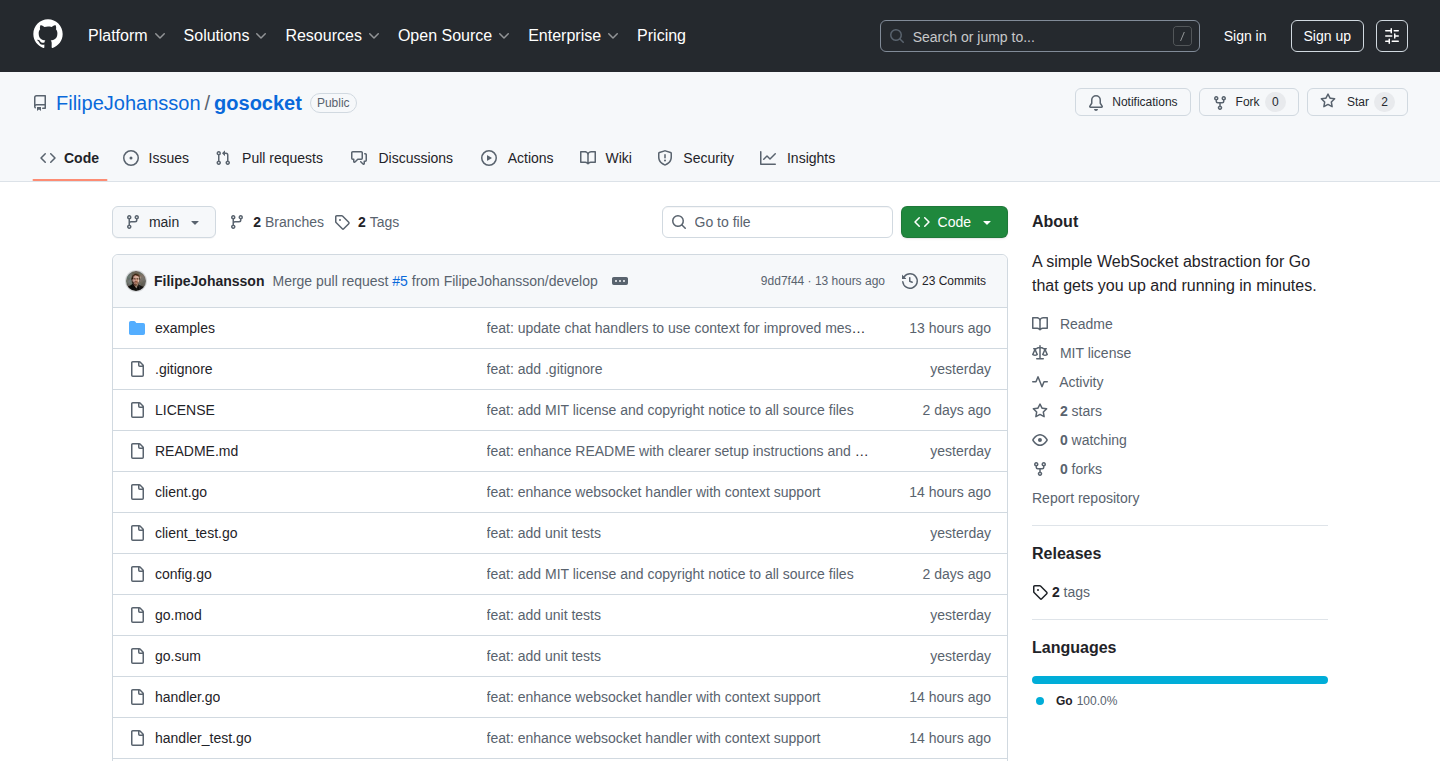 GoSocket: WebSocket サーバー構築を簡略化するGoライブラリ