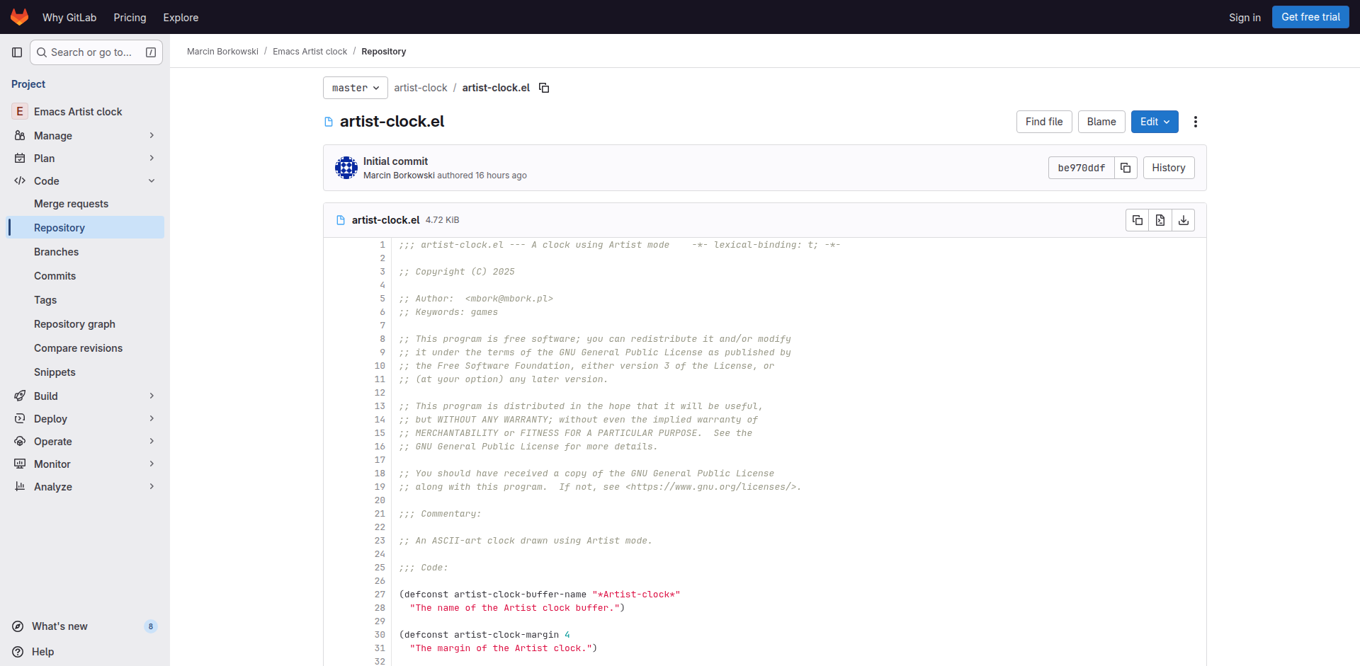 Emacs ASCII 艺术时钟