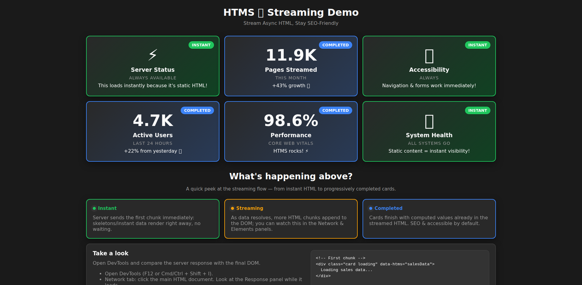StreamedDOM for Node.js