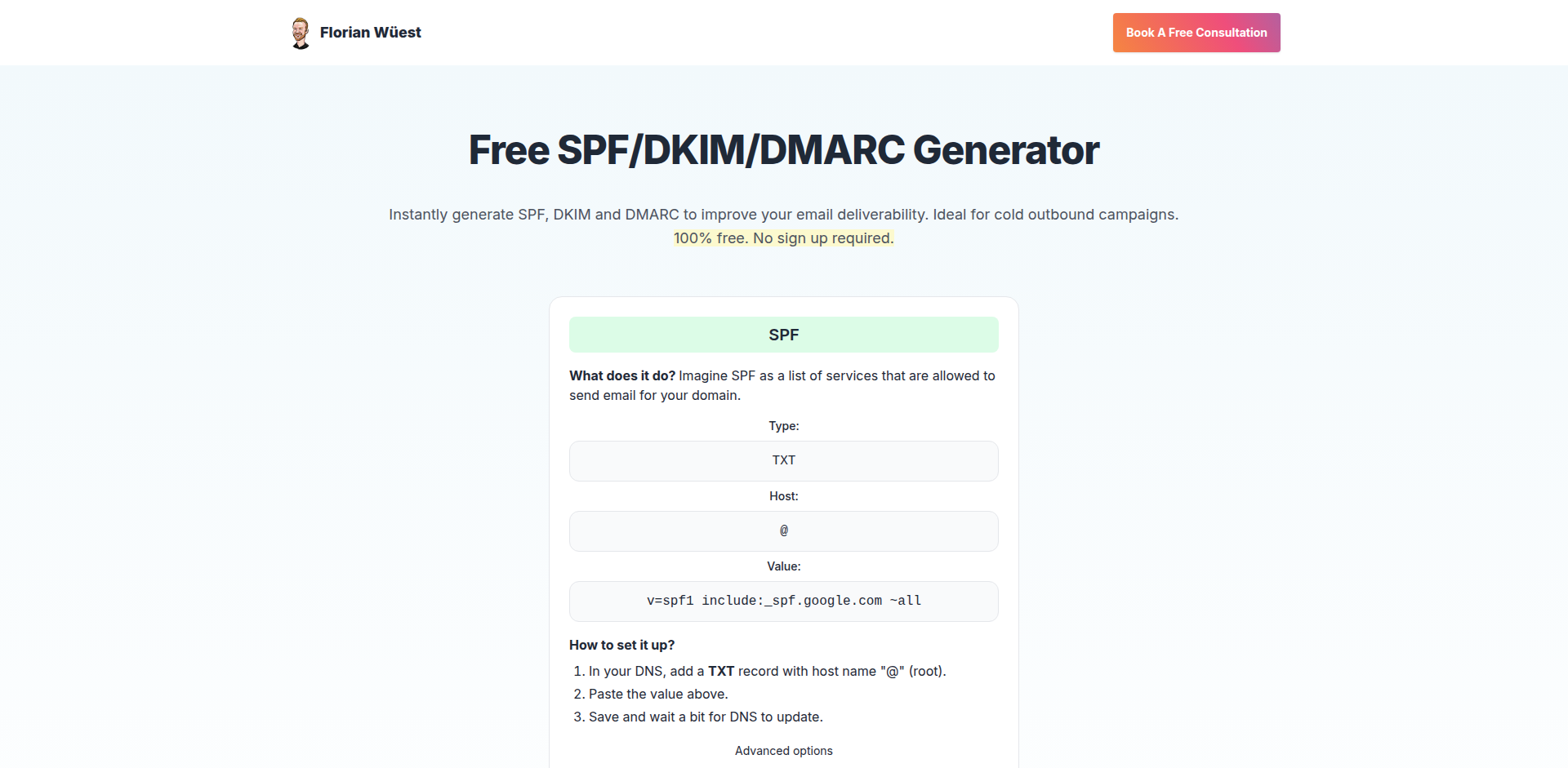 ColdSender SPF/DKIM/DMARC ジェネレーター