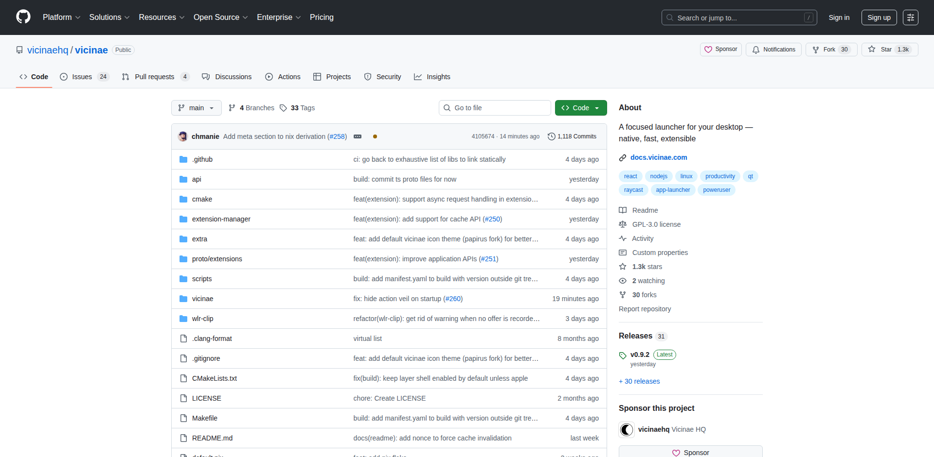 Vicinae: Linux向けRaycast互換ネイティブランチャー