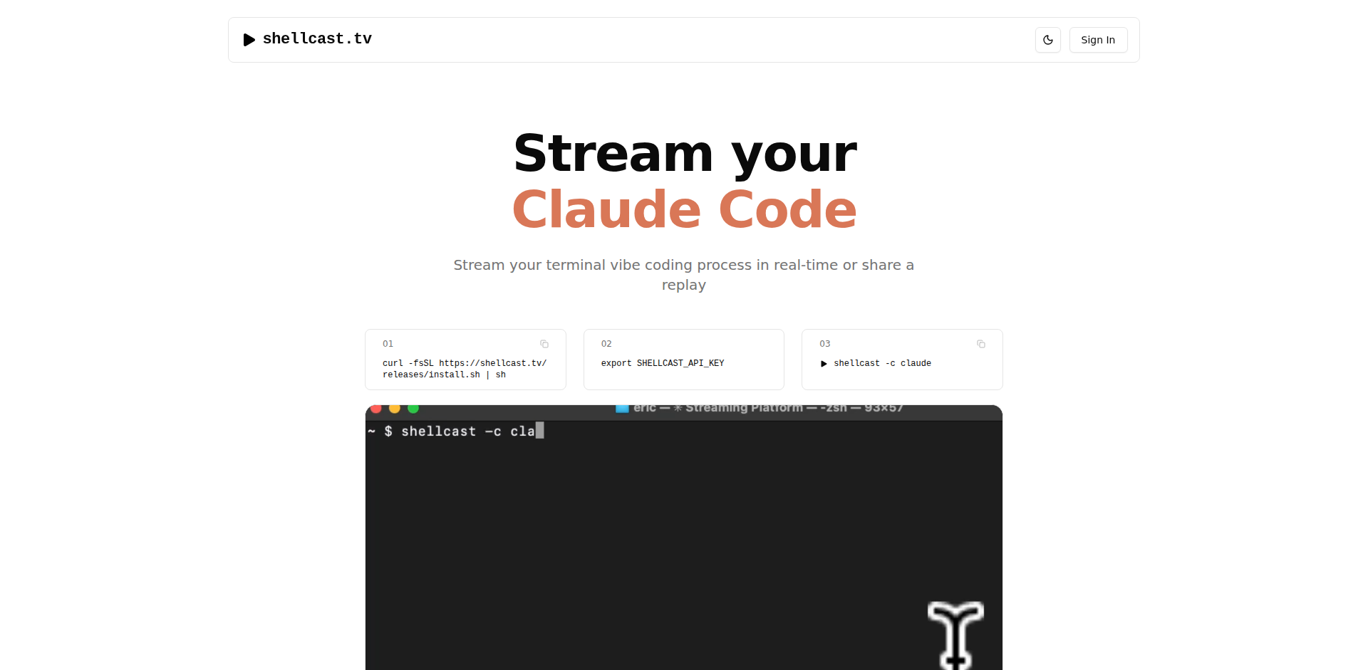 Shellcast.tv - ライブコーディングを共有するストリーミングプラットフォーム