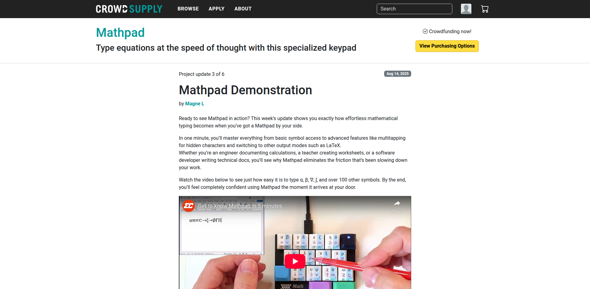 Mathpad：数学符号的快捷键硬件