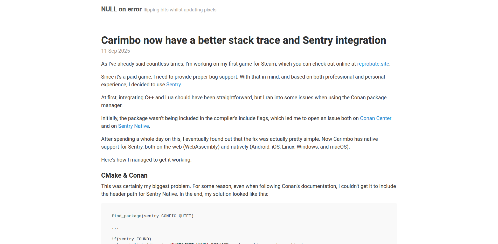 Carimbo: スタックトレースとSentry統合の強化