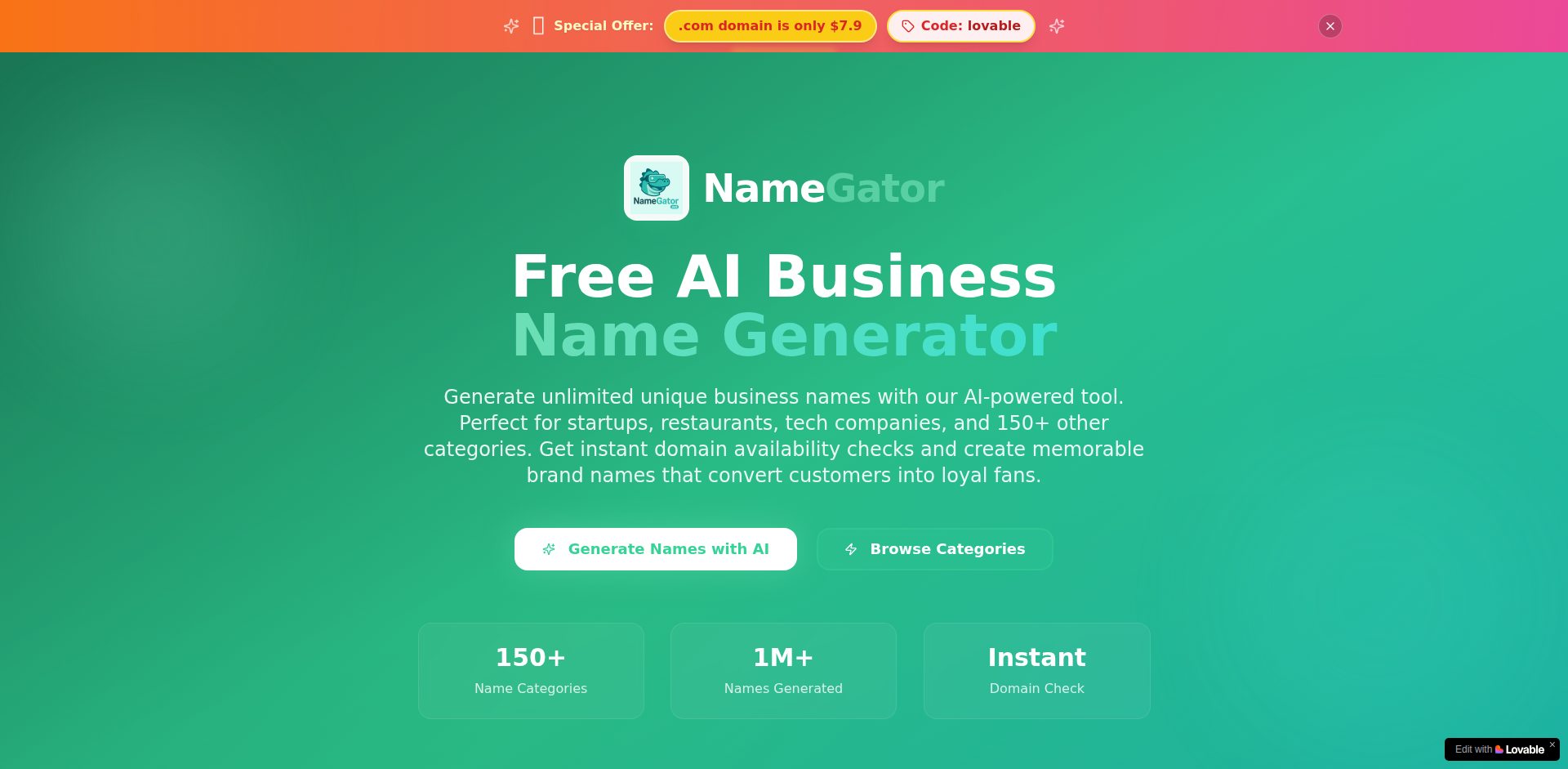 NameGator - AIドメイン探索アシスタント