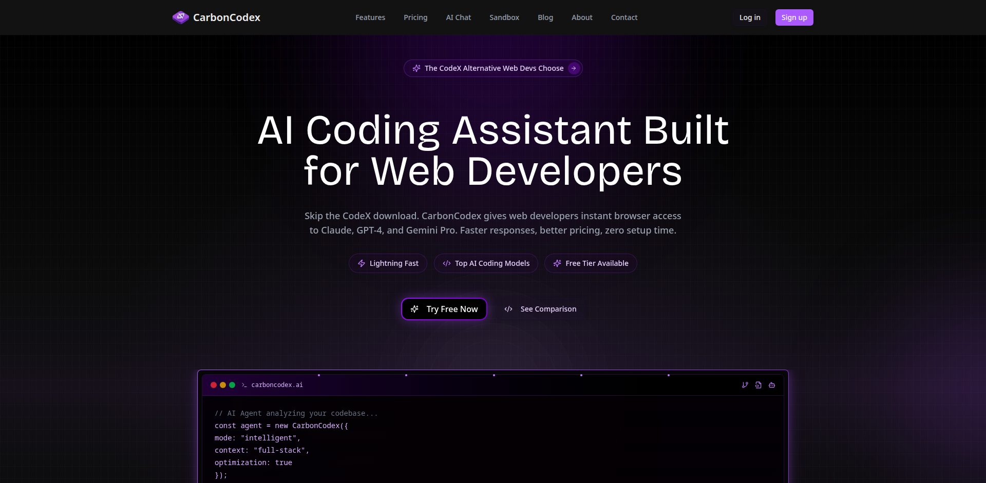 CarbonCodeX: Web Dev's AI Coding Sidekick