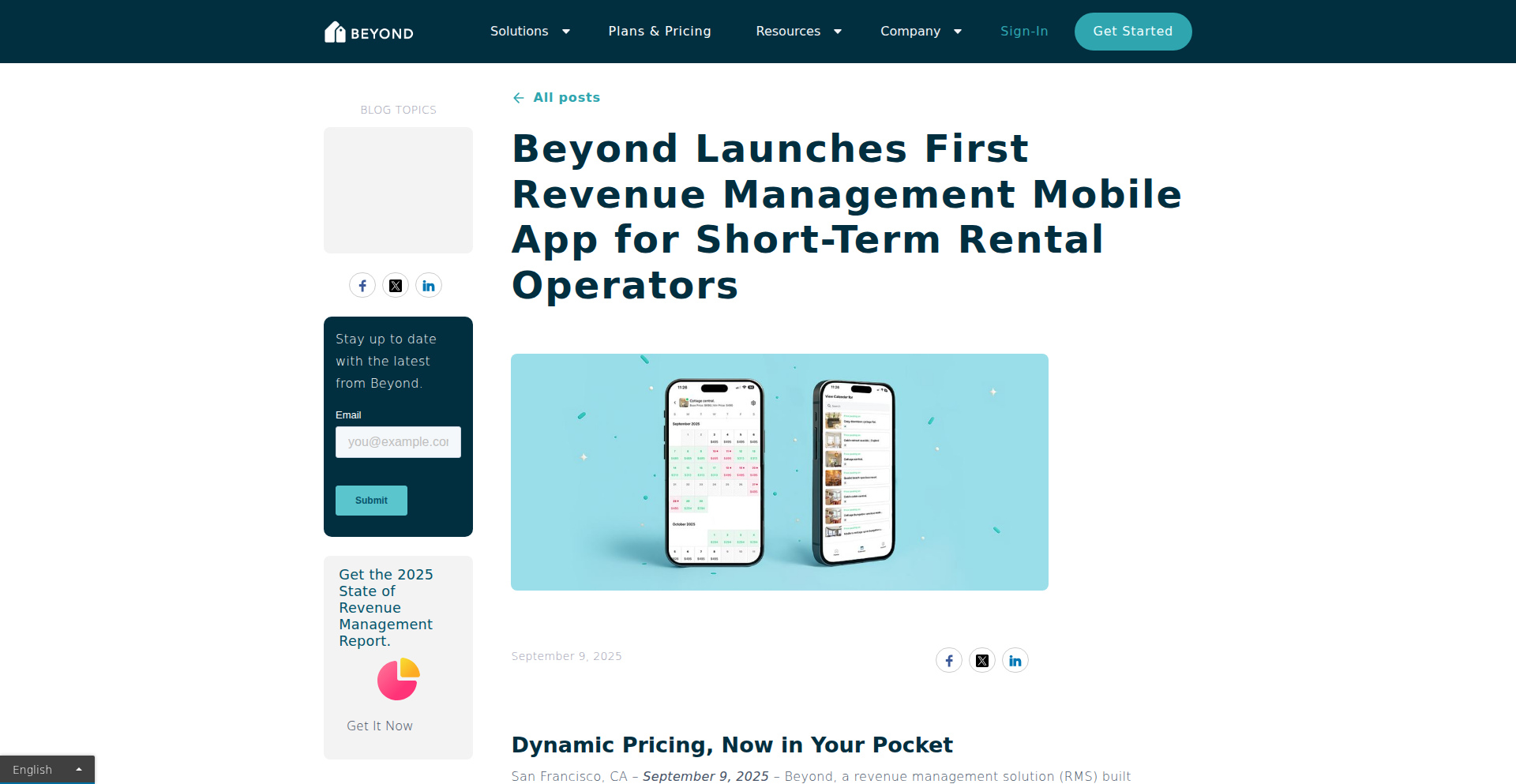 Beyond – 短期賃貸の動的価格設定モバイルアプリ