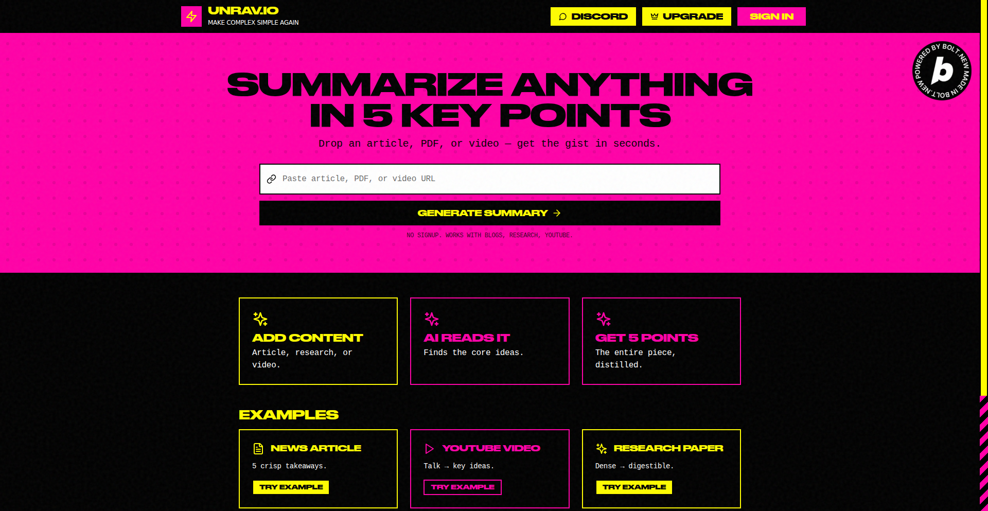 Unrav.io: コンテンツ要約ファストパス