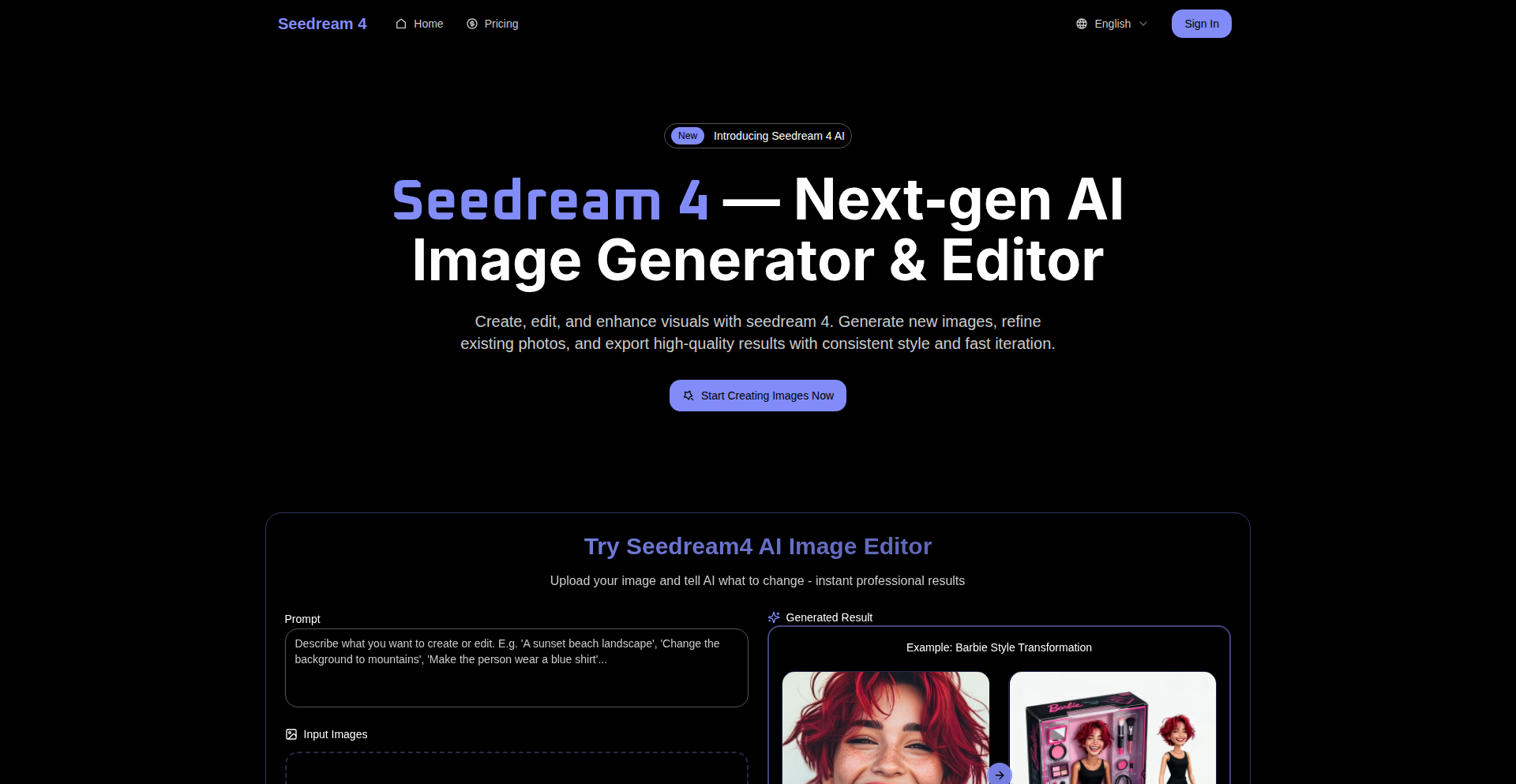 Seedream4: 創造性AI画像編集インターフェース