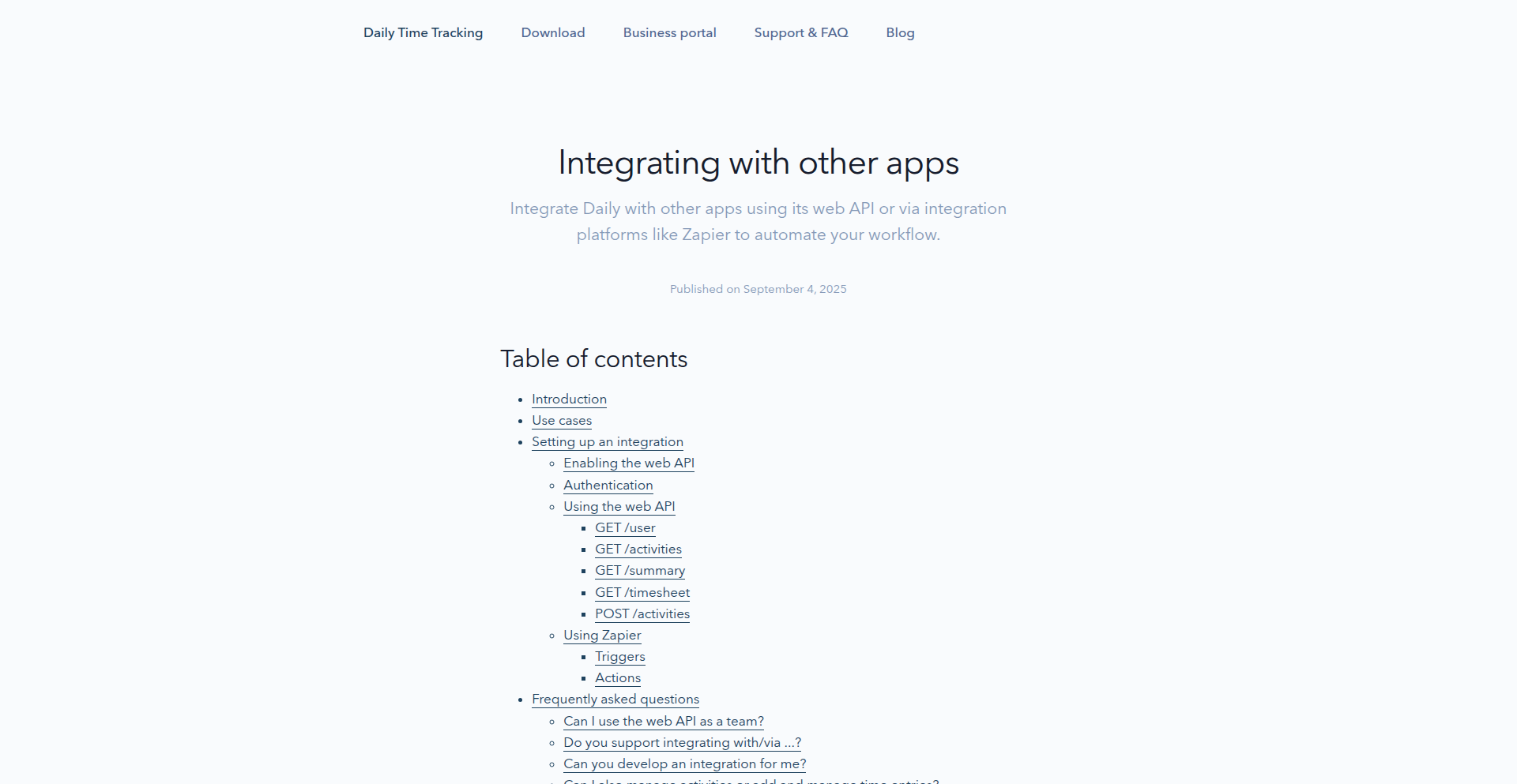 Daily API：Mac向けシンプルタイムトラッキングAPI