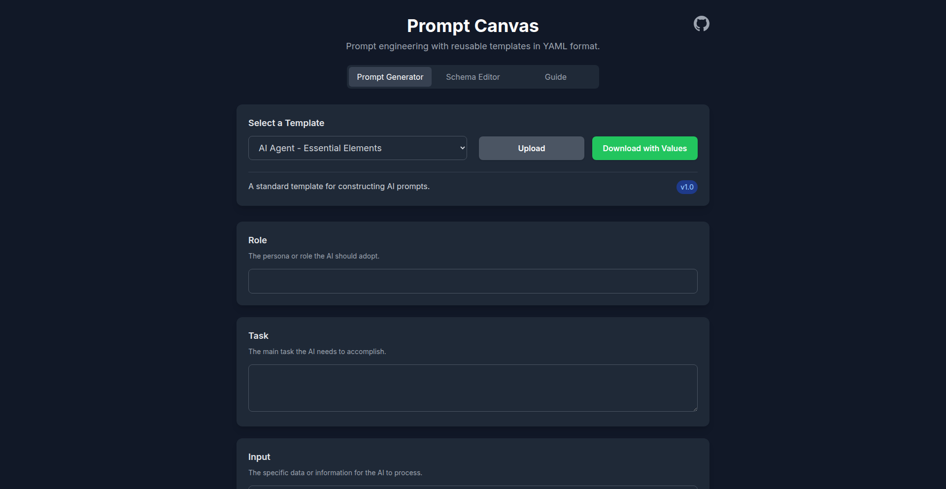 PromptCanvas - LLMプロンプト構造化キャンバス