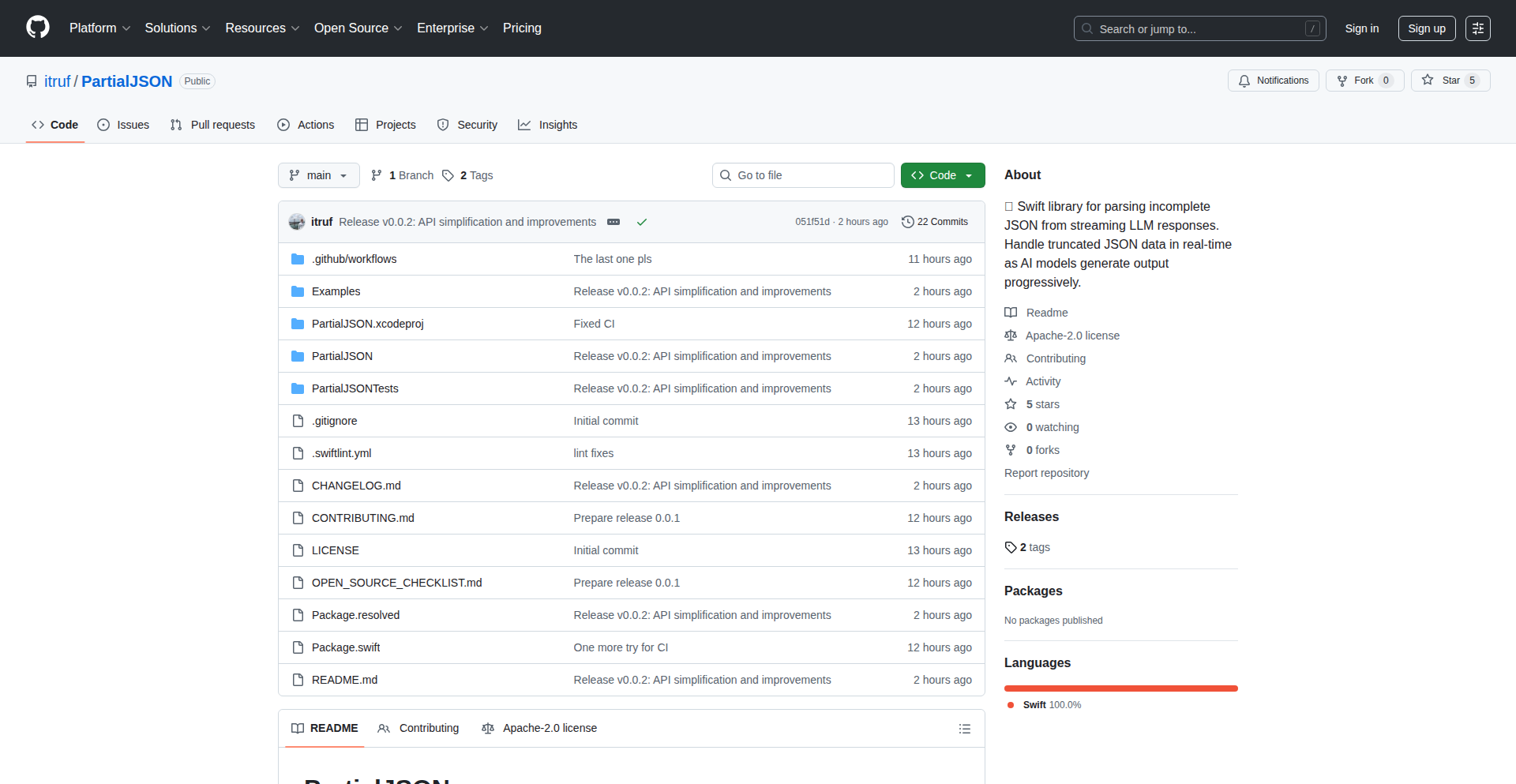LLM-Streamed JSON Parser (Swift)