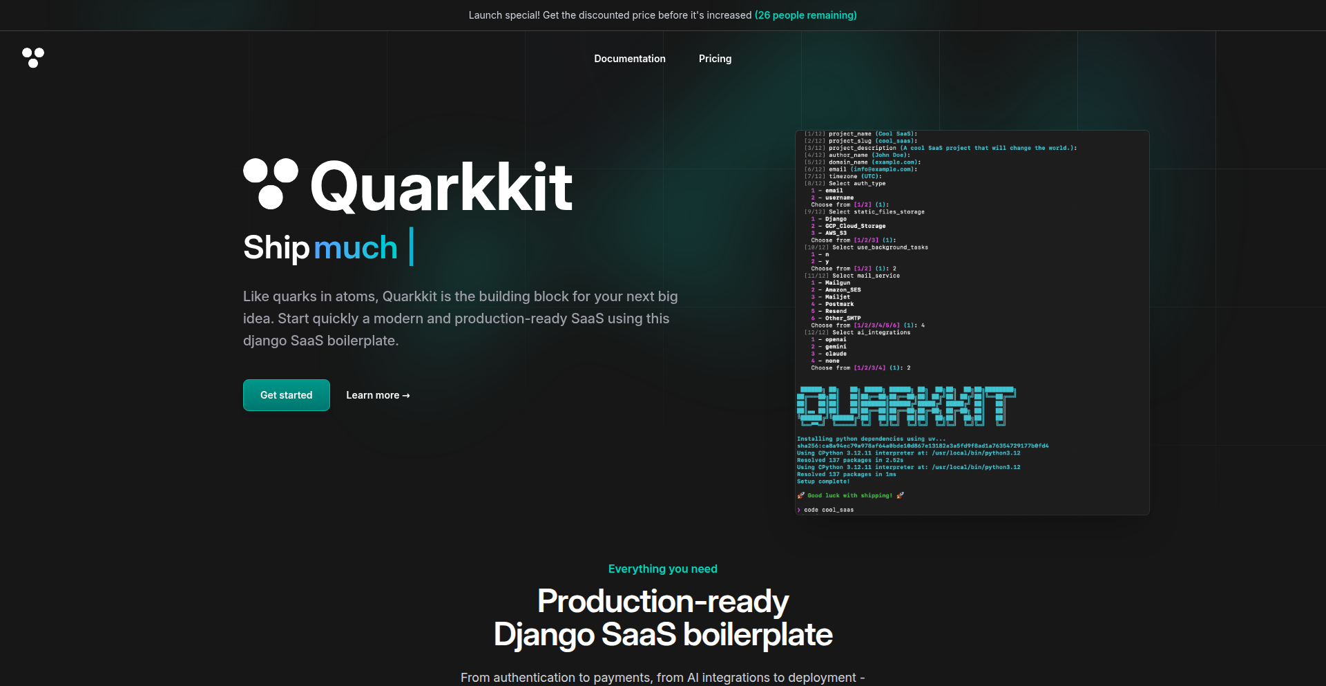 Quarkkit: AI駆動型 Django SaaS ボイラープレート