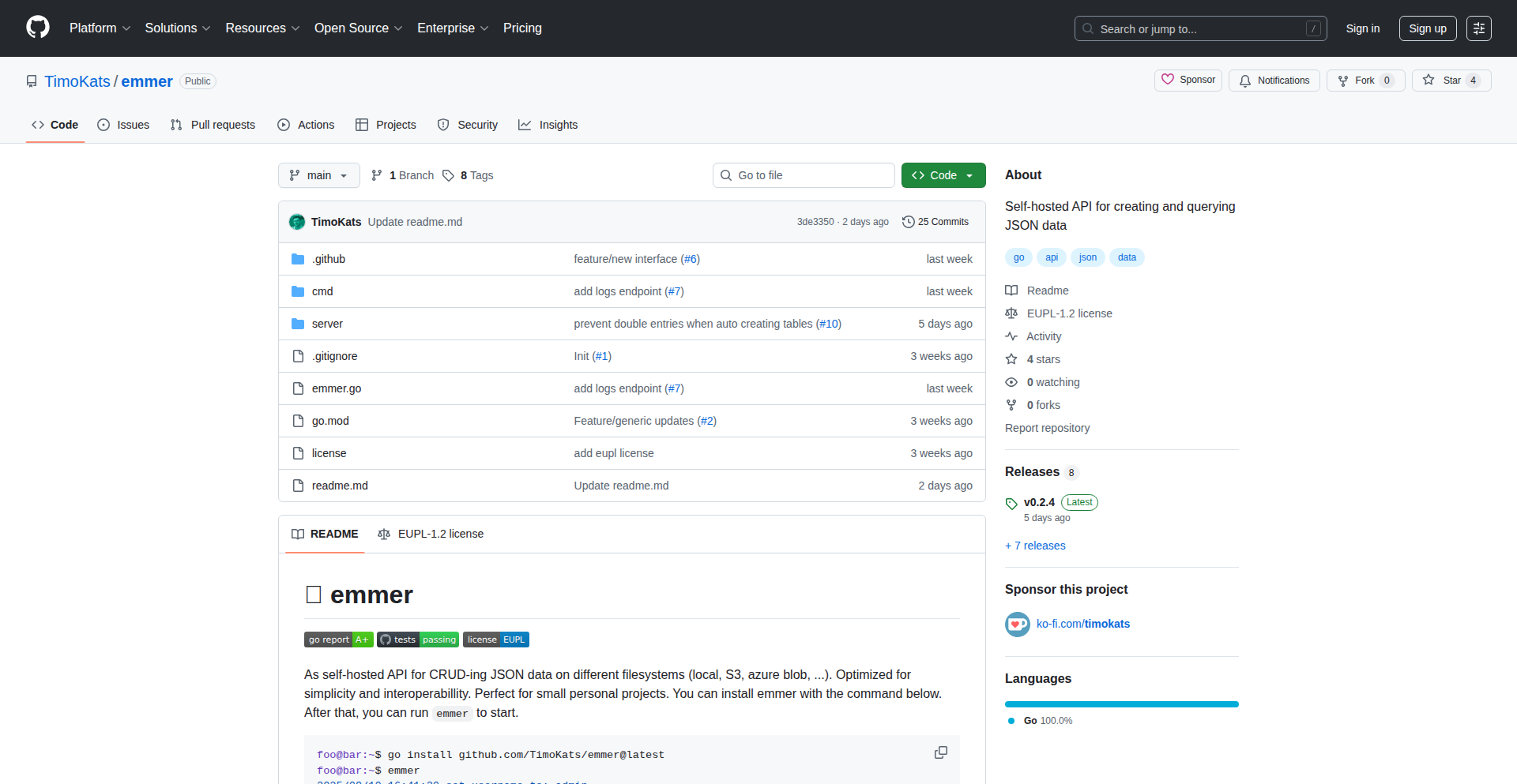 Go JSON CRUD API
