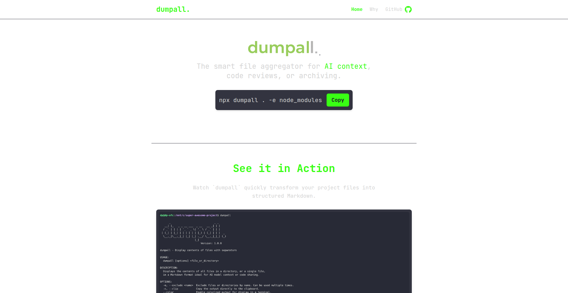 dumpall: AIとコードレビューのためのスマートファイル集約ツール