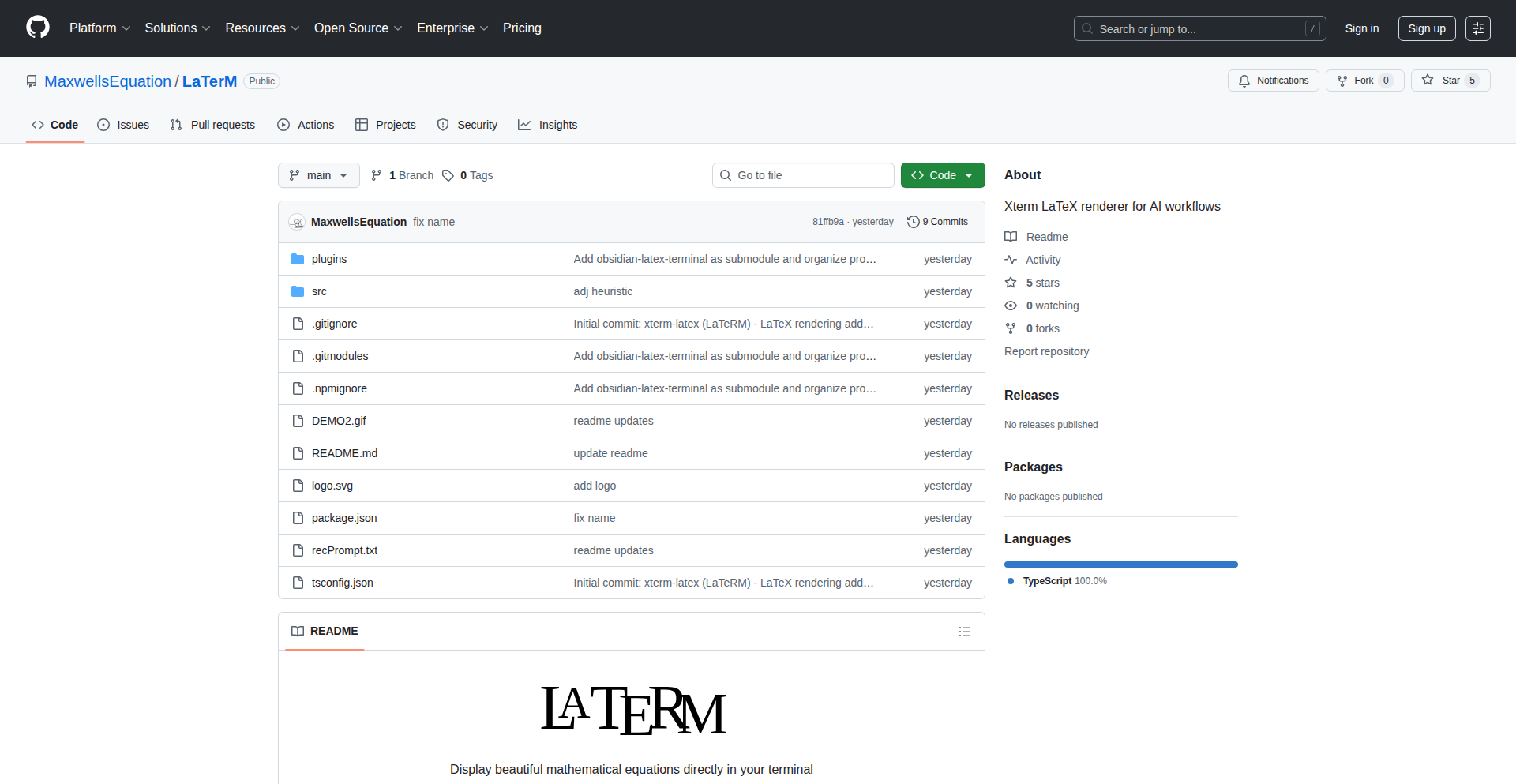 ターミナルAI用LaTexレンダラー LaTerM