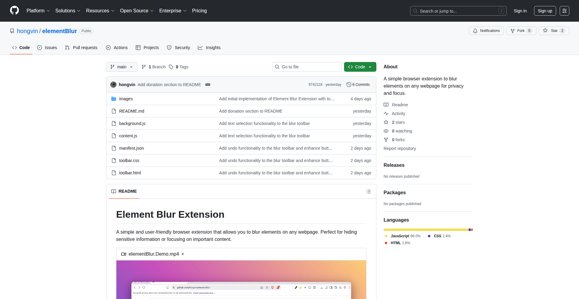 ElementBlur - Webページ要素をぼかす無料Chrome拡張機能