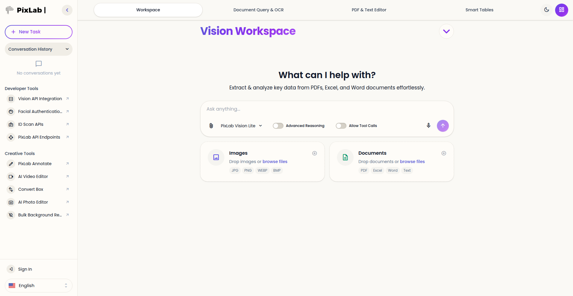 PixLab Vision Workspace：AI画像処理のための生産性向上スイート