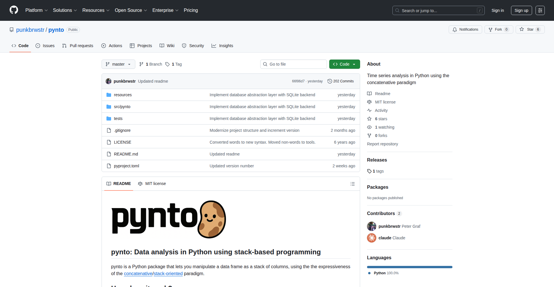 スタックベースのPythonデータフレーム
