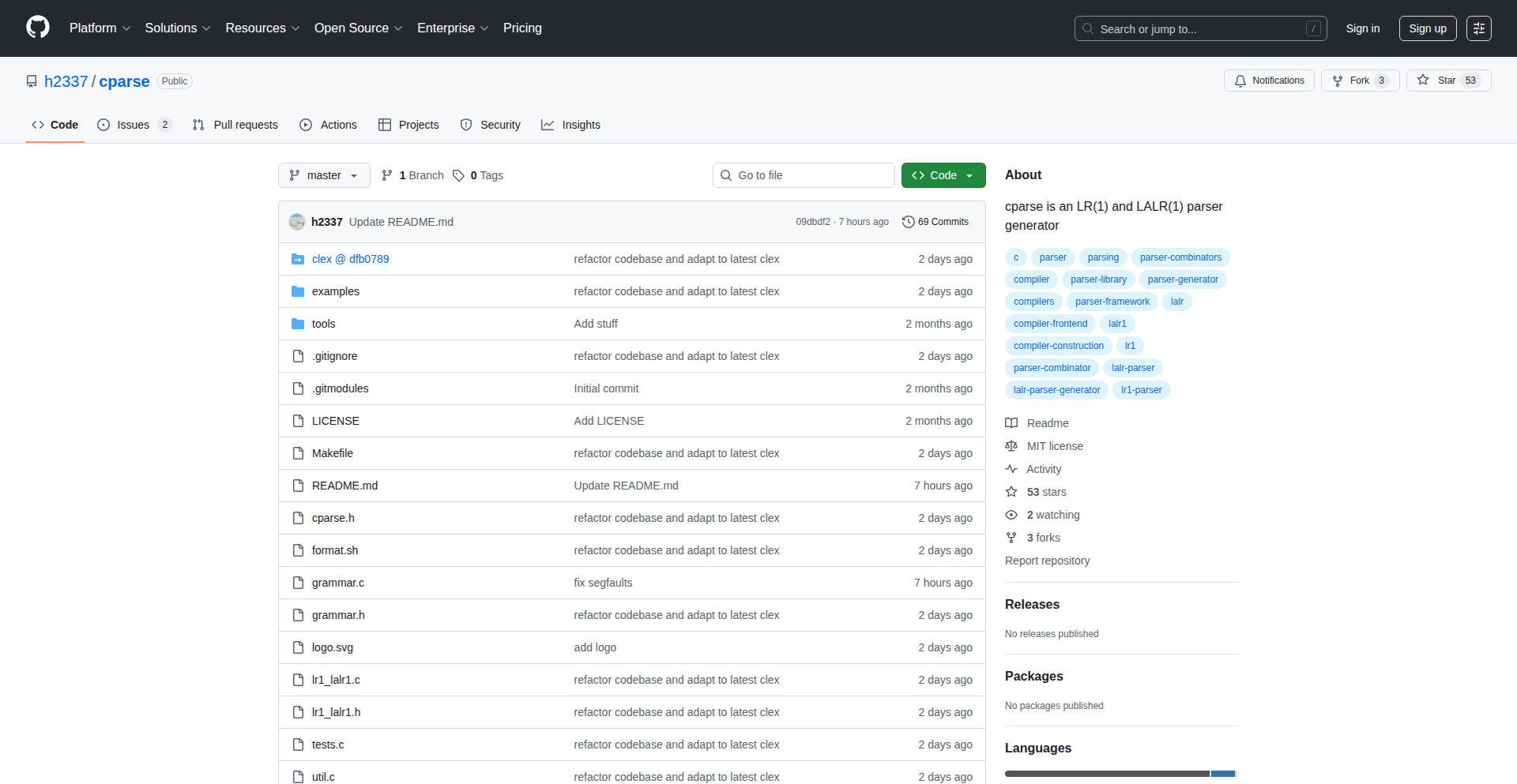 Cparse: C言語によるLR(1)・LALR(1)パーサー自動生成ツール