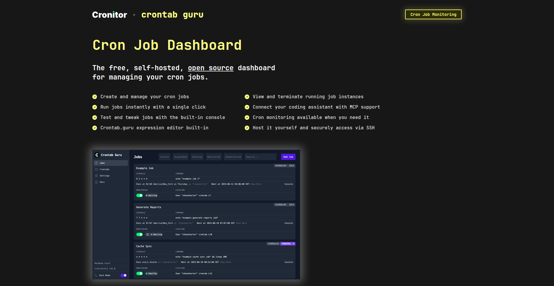 Crontab Guru Dashboard - Cronジョブ管理のためのセキュアなWeb GUI