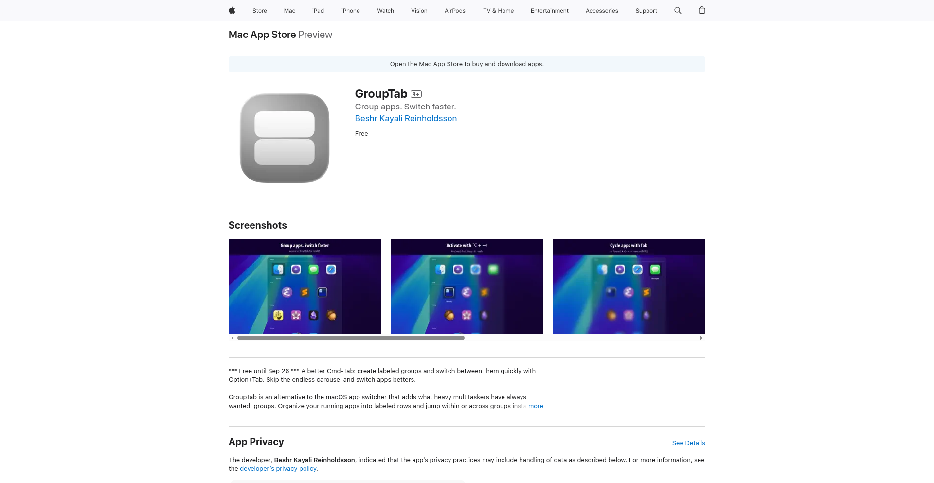 GroupTab: macOS アプリスイッチャーの革新