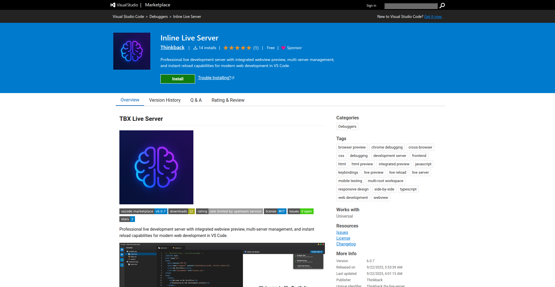 VS Code 統合型ライブサーバー