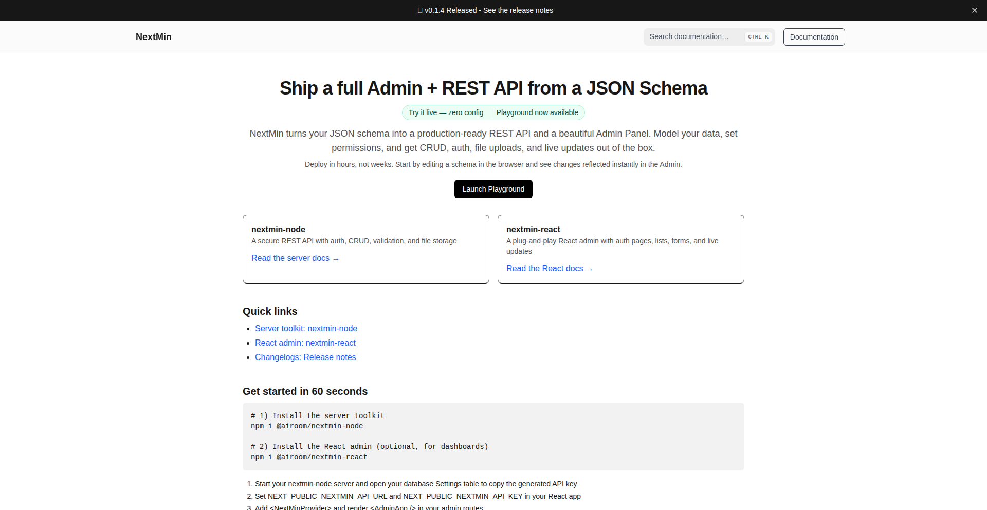 NextMin Schema-Driven API Generator