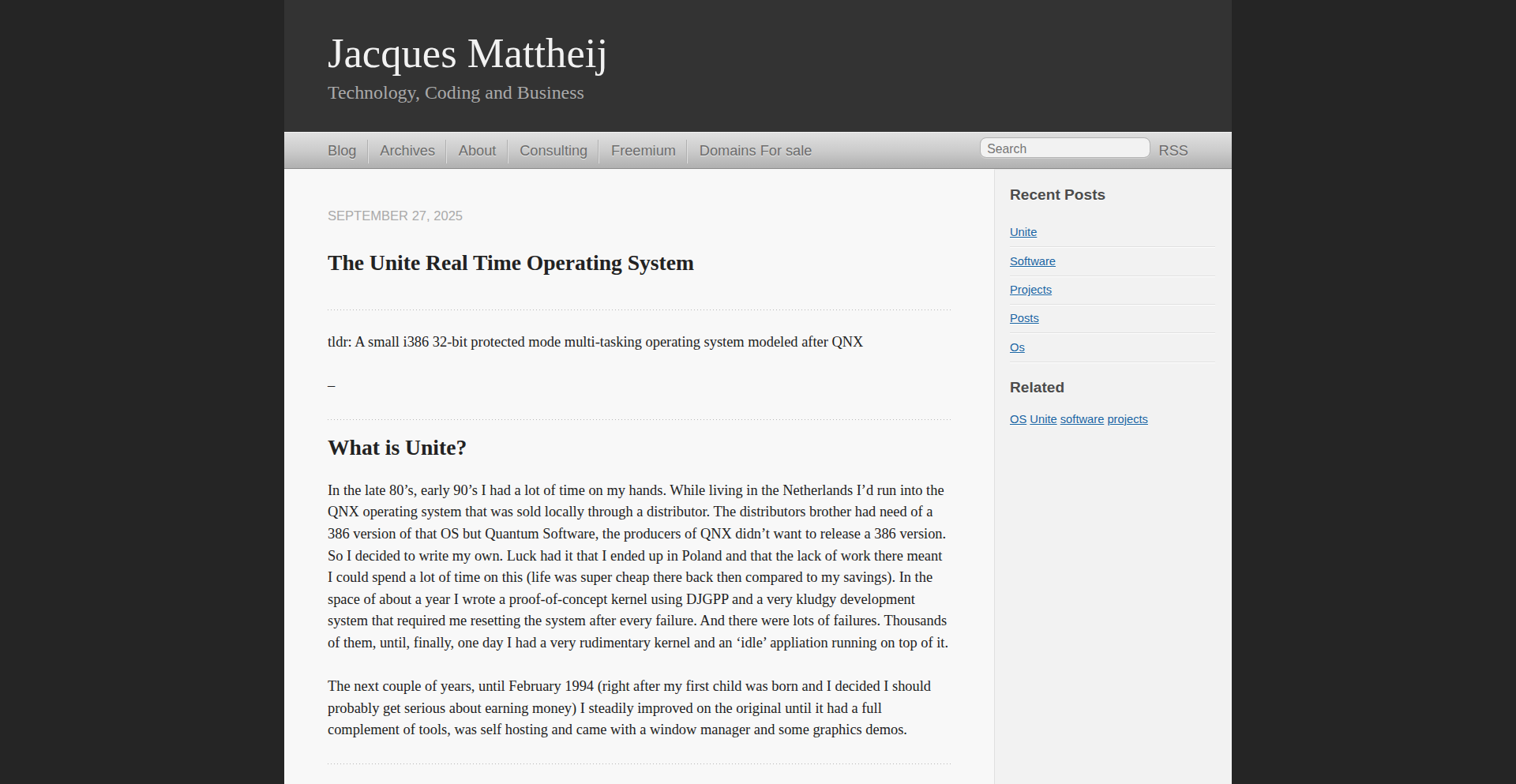 Unite RTOS: Real-Time Kernel Experiment