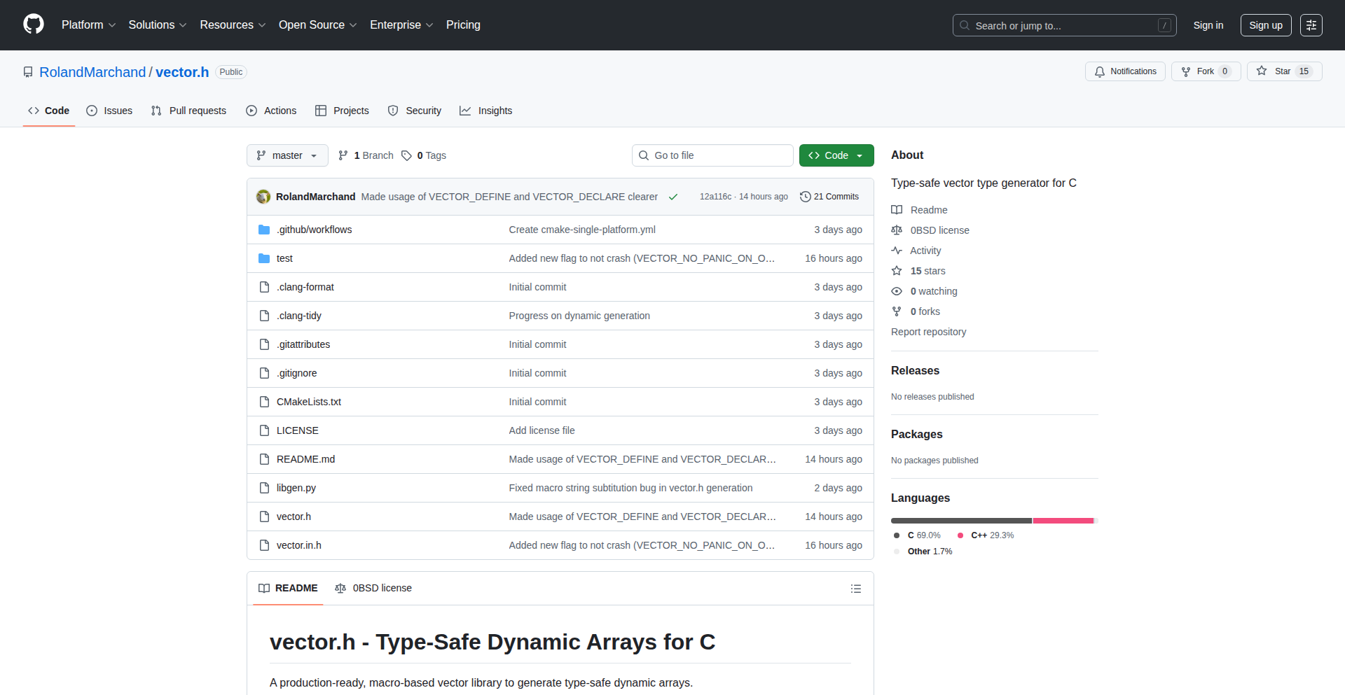 TypeSafe C Vectors