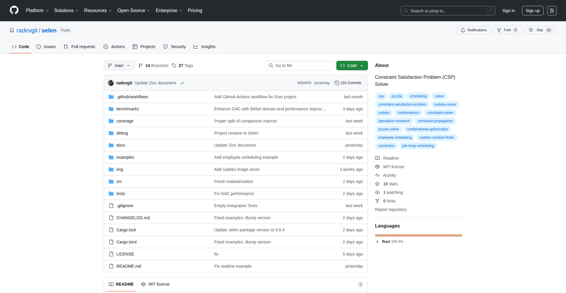 Selen: Rust-Native Constraint Satisfaction Solver
