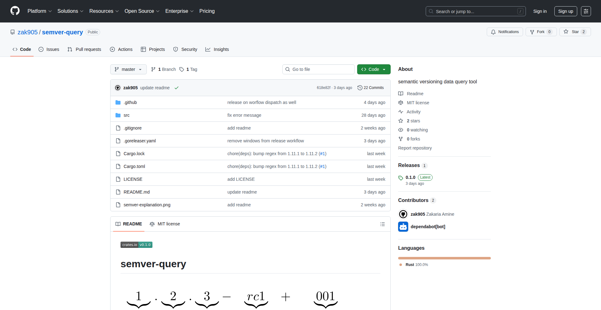 SemVer CLI Query Engine