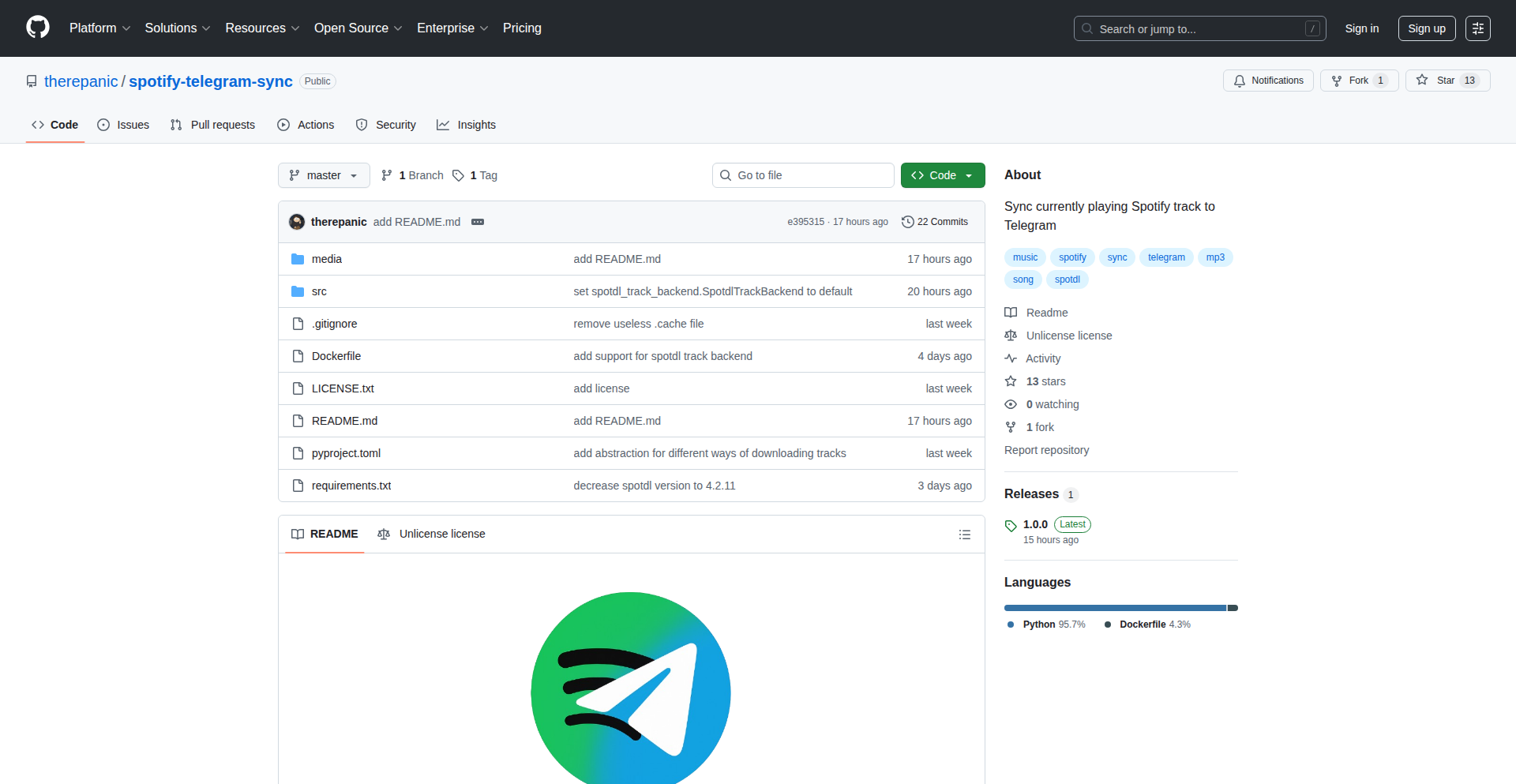 Spotify → Telegram リアルタイム共有ボット