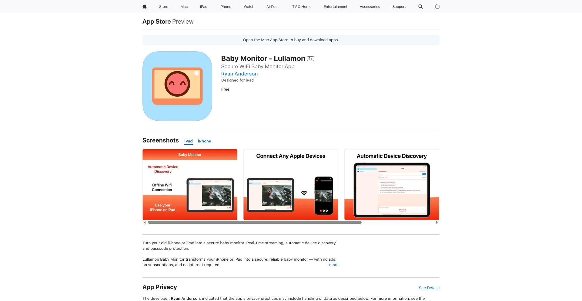 LAN Baby Monitor for iOS