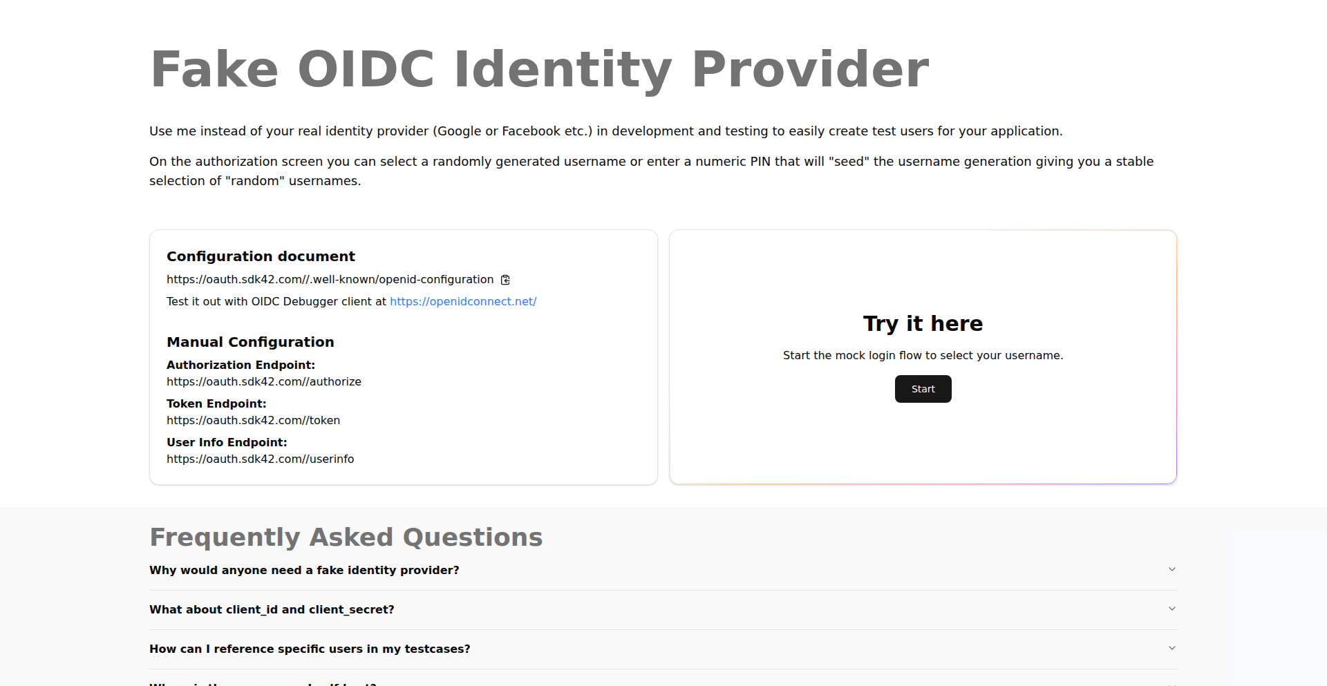 OpenID Connect ユーザー生成器 (E2E テスト用)