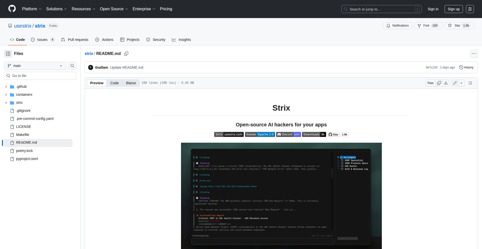 Strix: オープンソースのペネトレーションテストエージェント