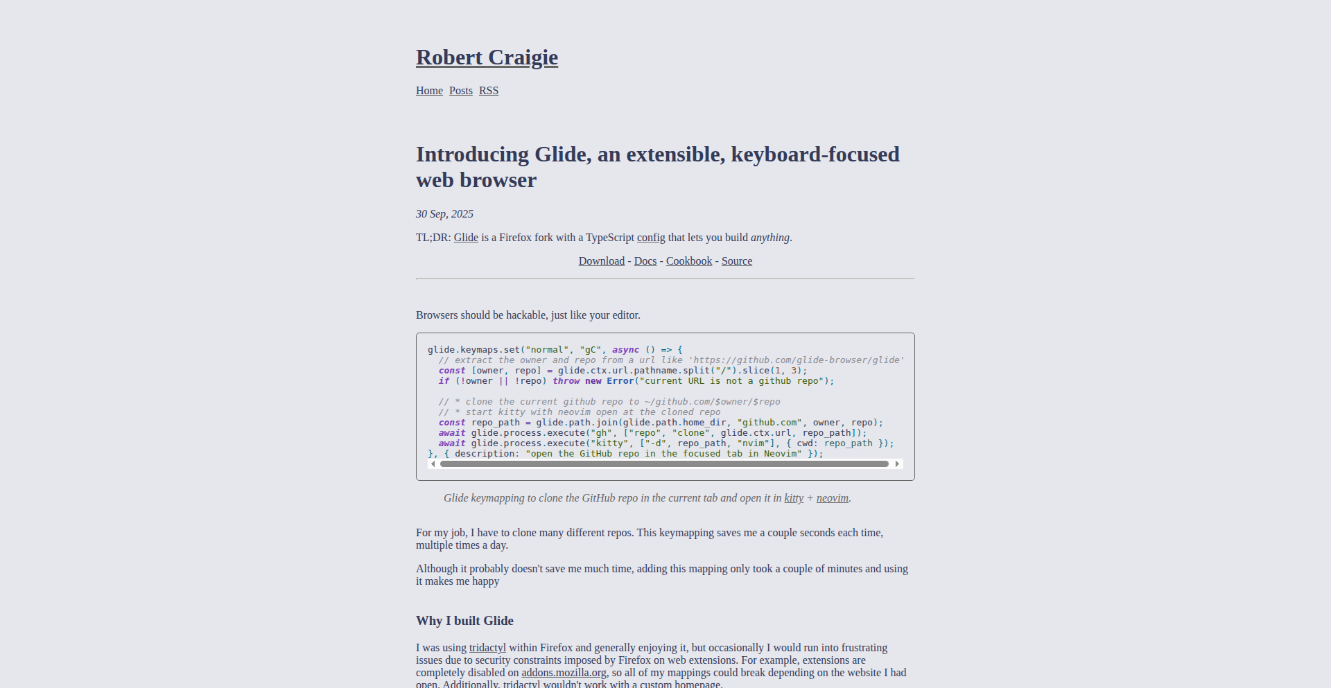 Glide: キーボード中心の拡張可能Webブラウザ