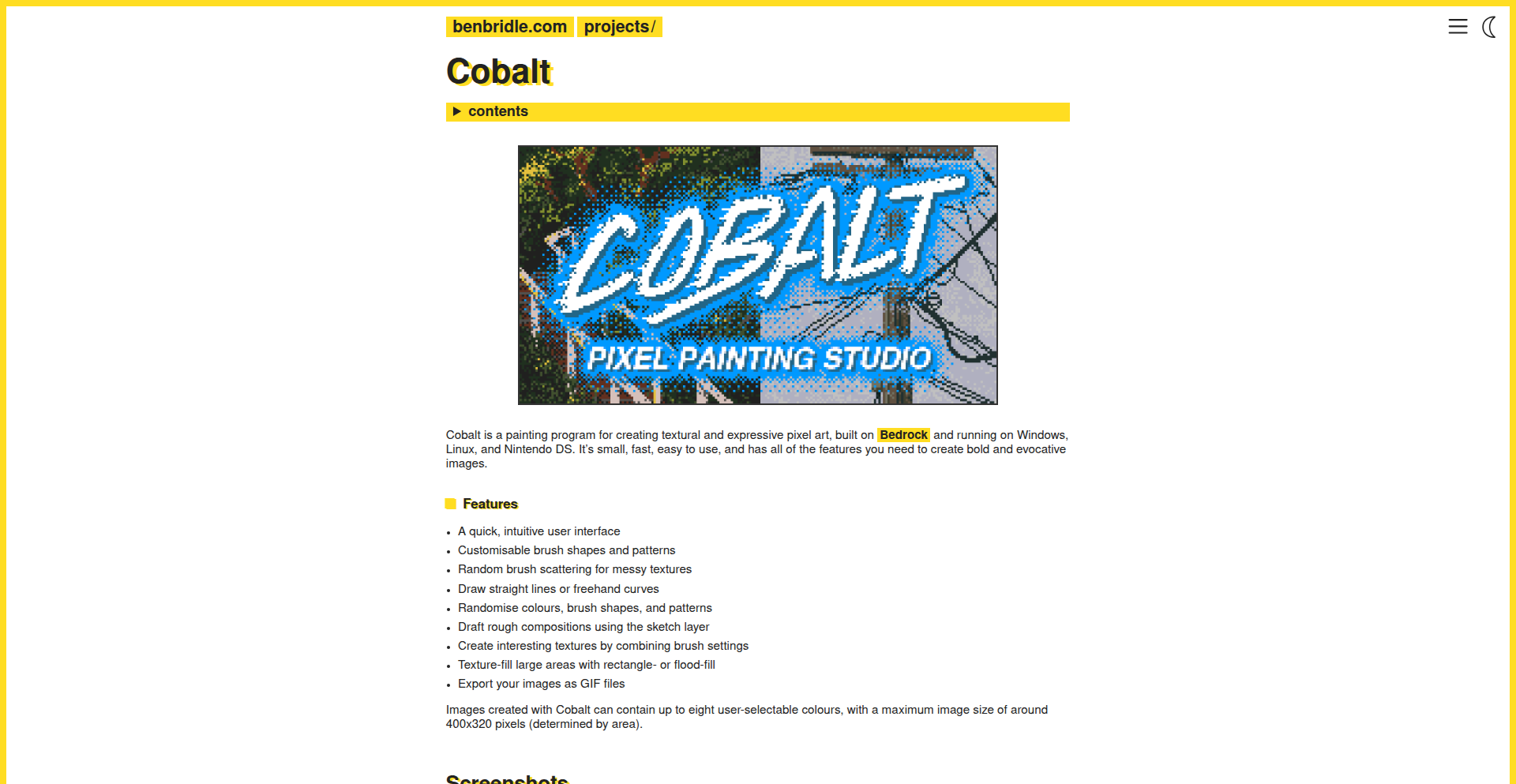 Cobalt: 8ビット仮想マシン上のピクセルアート🎨