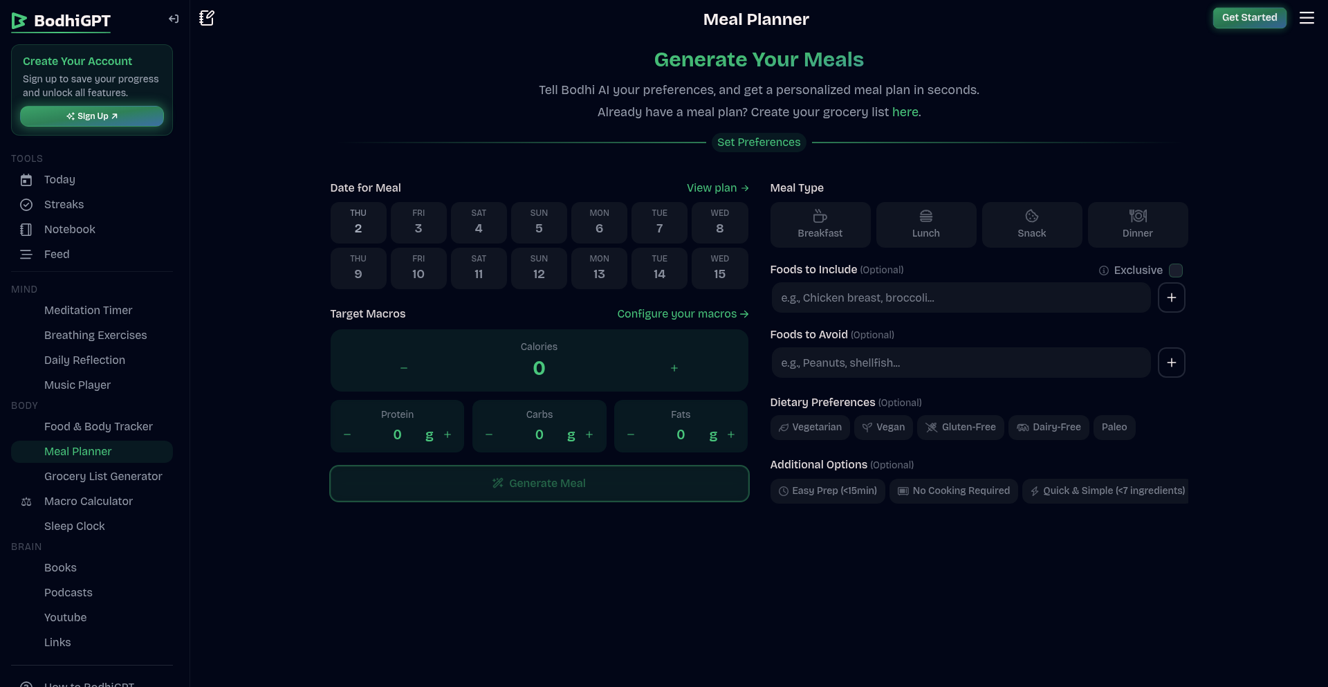 AI Meal Planner Engine