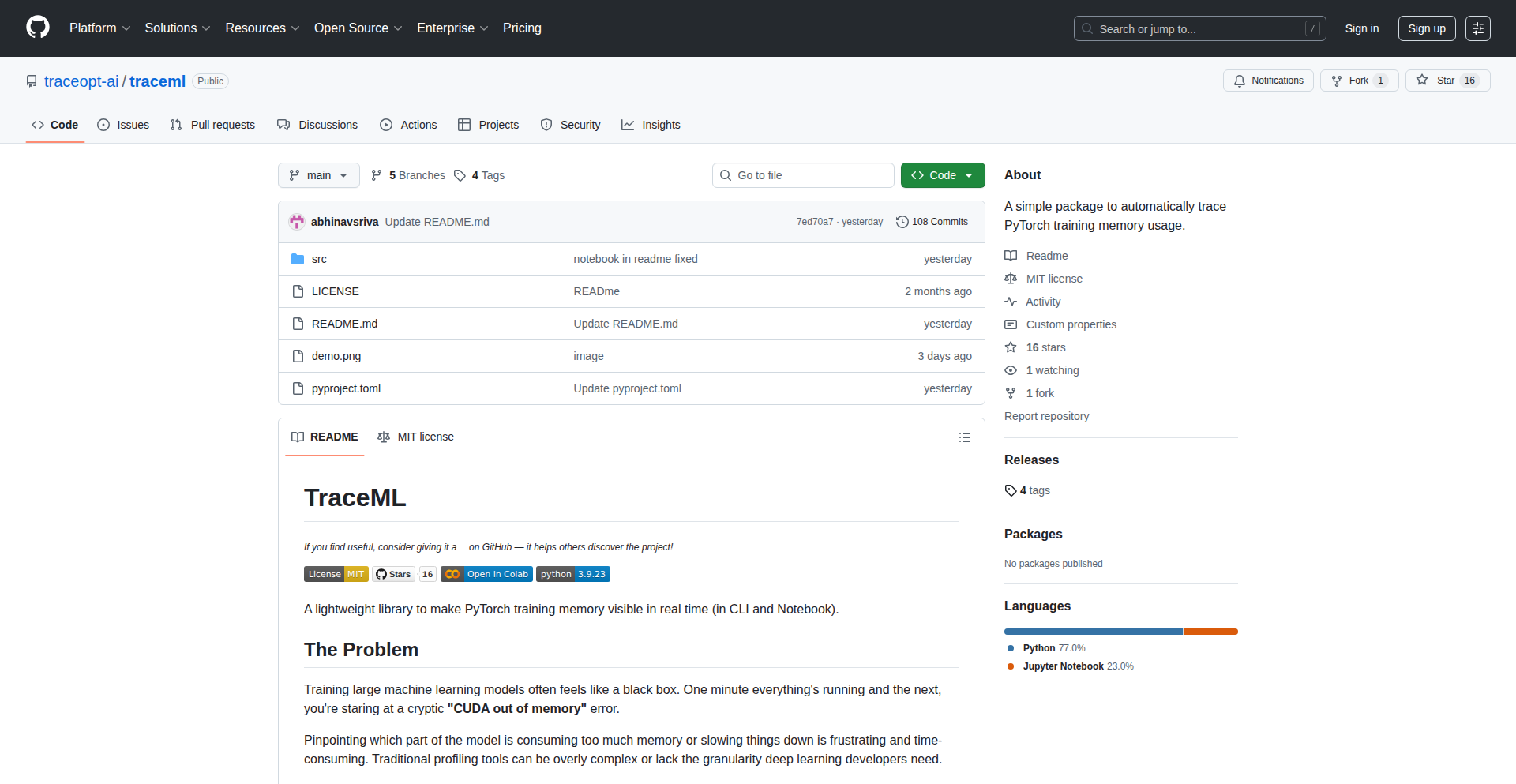 TraceML: PyTorch Live Memory Tracer