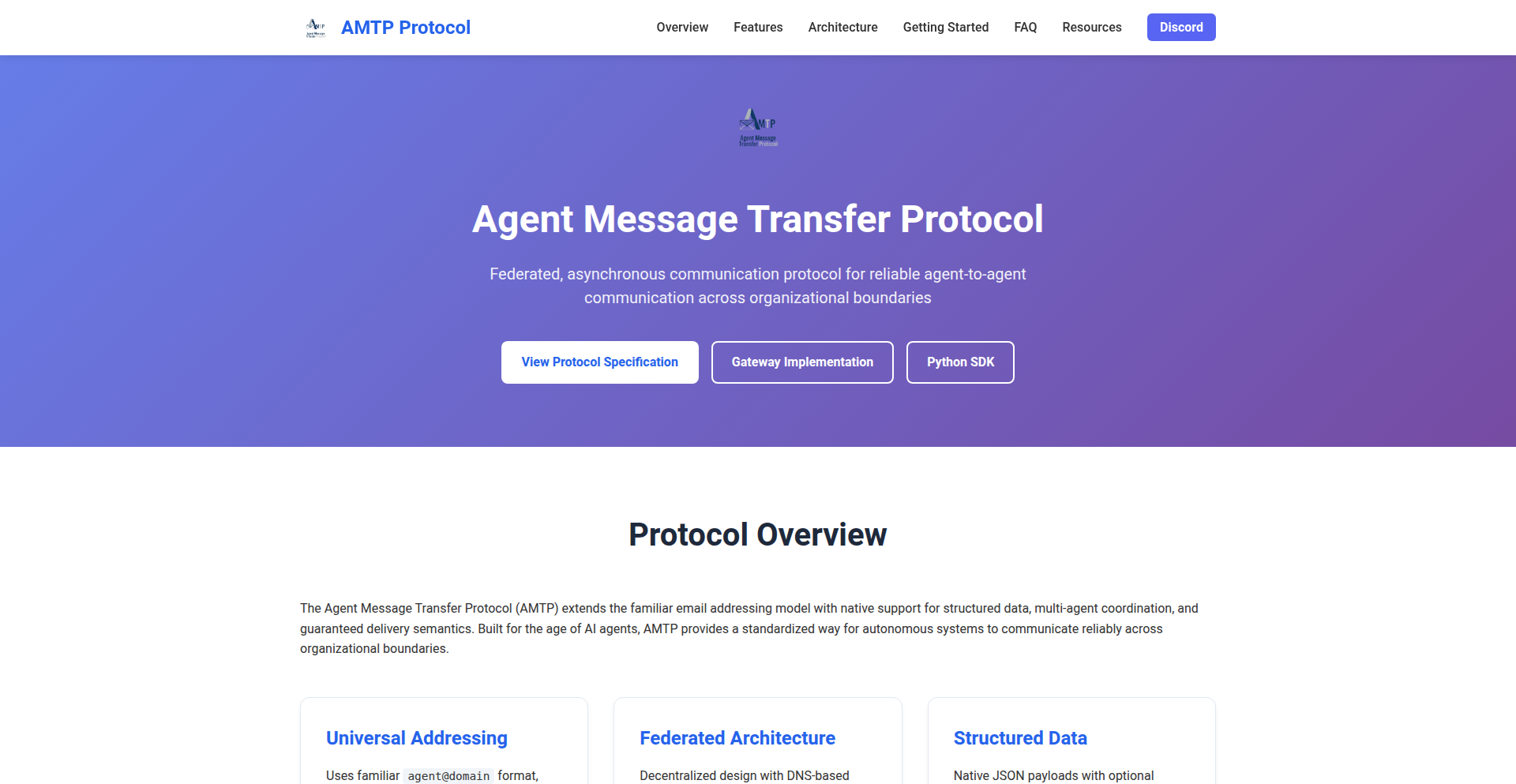 Agent Message Transfer Protocol (AMTP)