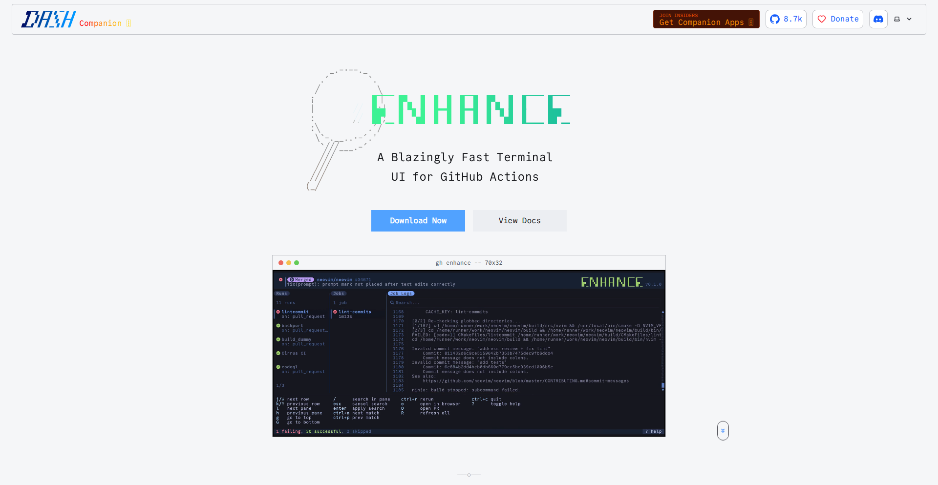 GitHub Actions Terminal Dashboards