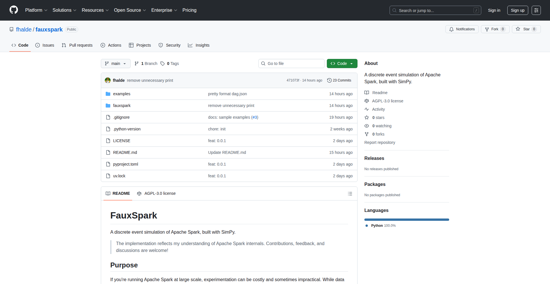 FauxSpark: 离散事件模拟的Spark沙盒