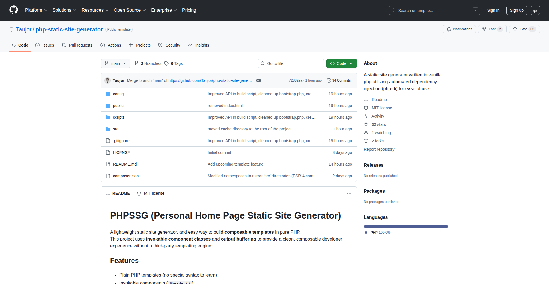 Phpssg: Pure PHP DI Static Site Generator