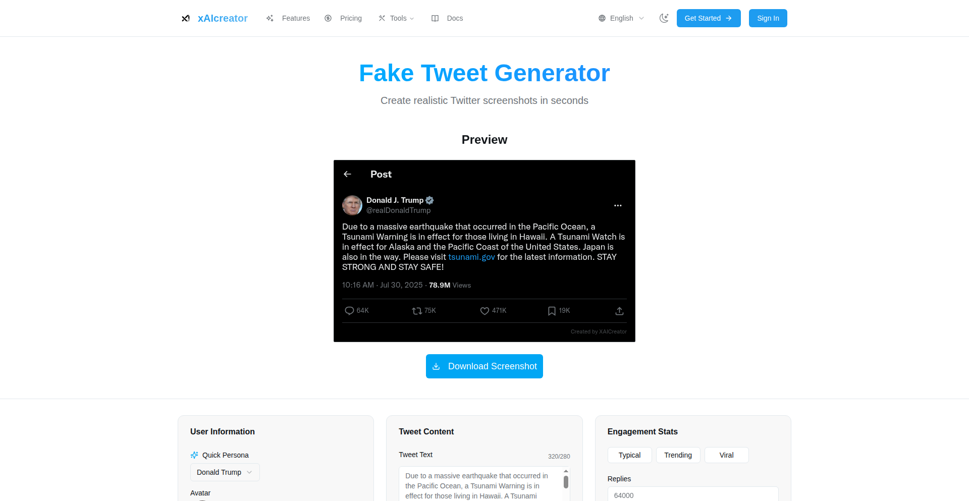 AI-Powered Fake Tweet Generator