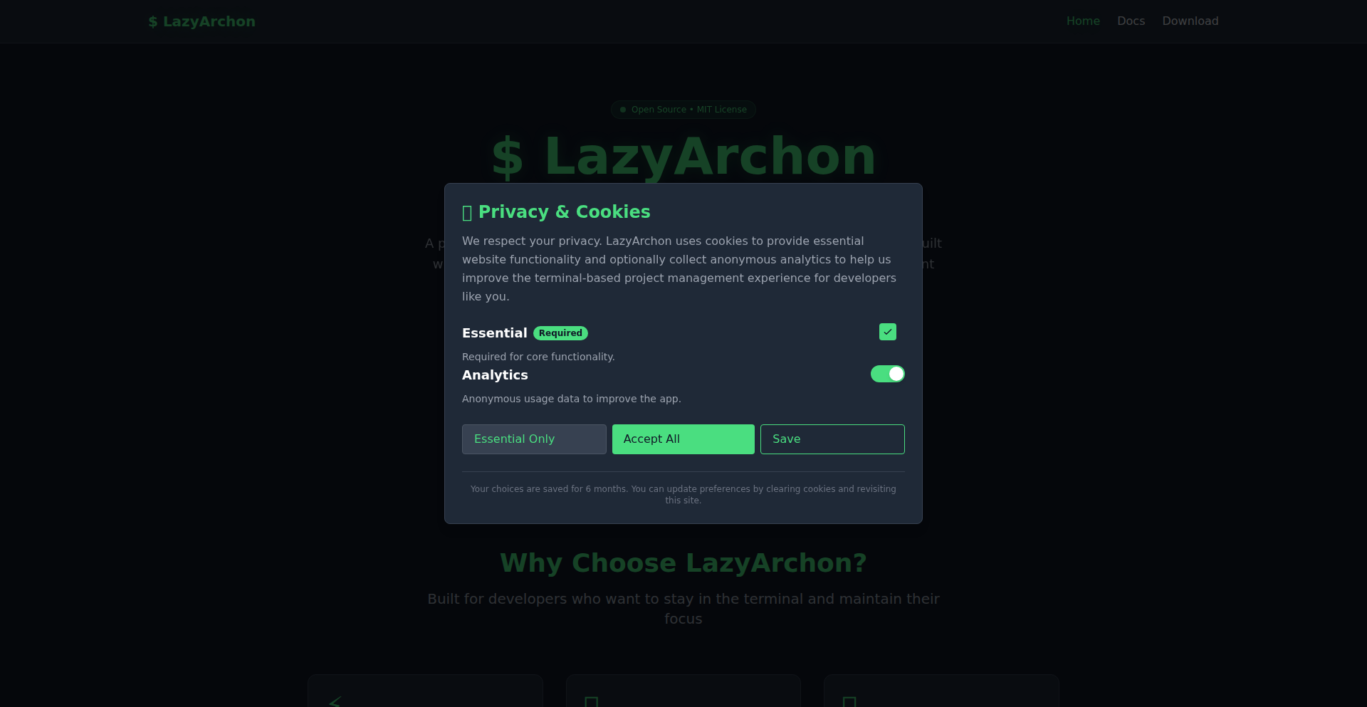 LazyArchon - TUI 极客项目管家