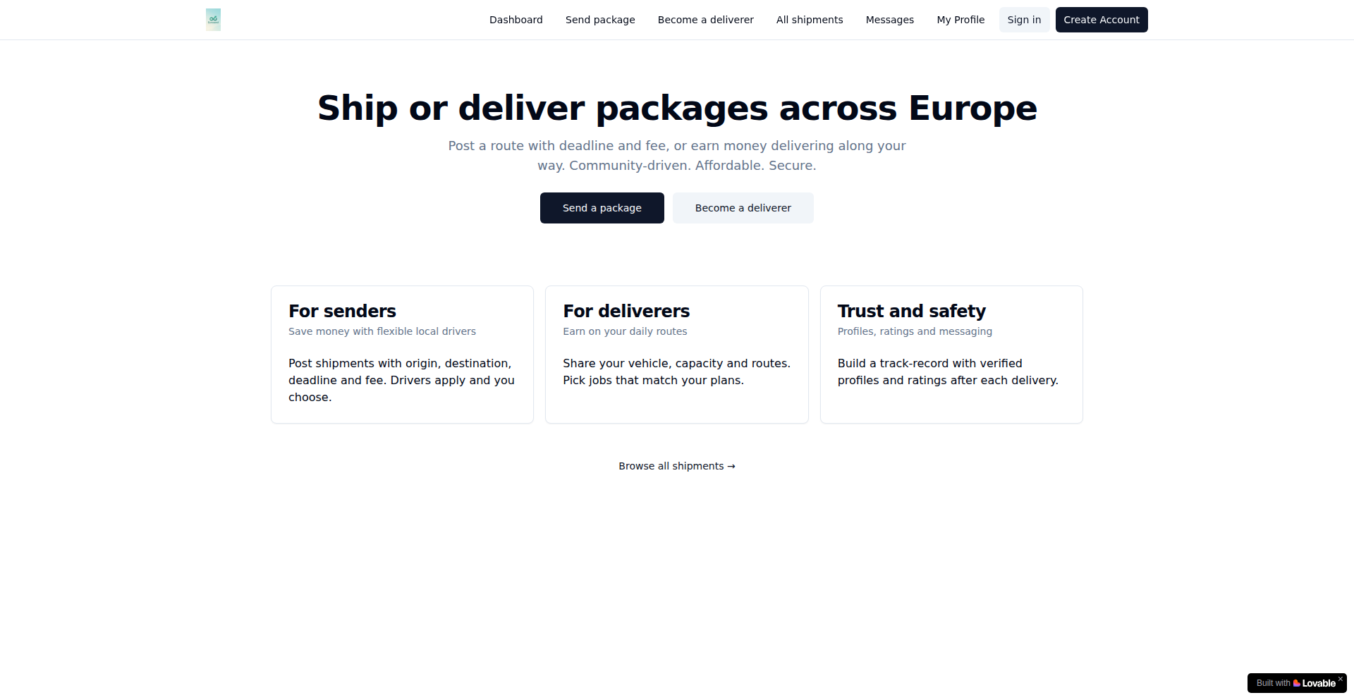 Eurosend 众包寄件网络